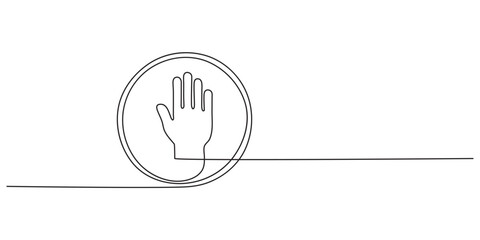 Obraz premium Continuous one line art drawing stop icon