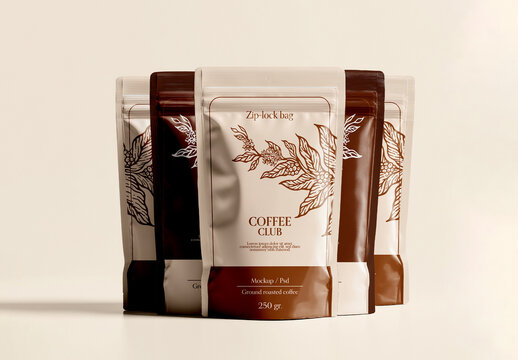 Coffee Zip Lock Bags Mockup