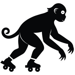 Obraz premium Black monkey on roller skates primate animal