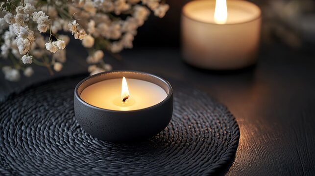 A single candle flame on a black background, isolated - Powered by Adobe