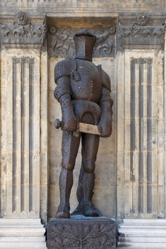 Vienna, Austria, Europe. Unusual medival statue covered in nail heads.