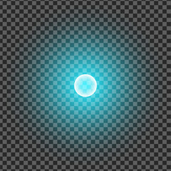 Glowing blue sphere emanates soft light on a transparent checkerboard background, ideal for overlays © VectForest