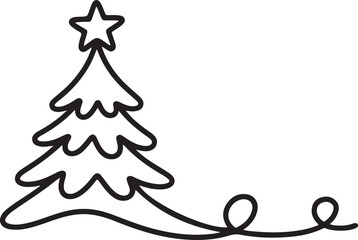 Elegant Christmas Tree Line Art Holiday Season Decoration Design Template