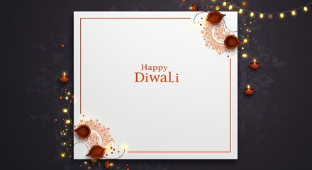 Celebrate Diwali with this beautiful festive design featuring traditional oil lamps and soft lighting, perfect for your social media post or greeting card!