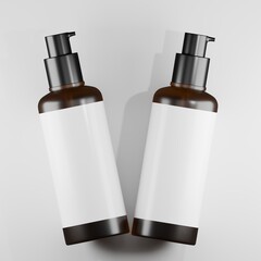 Dual Amber Pump Bottle Mockup