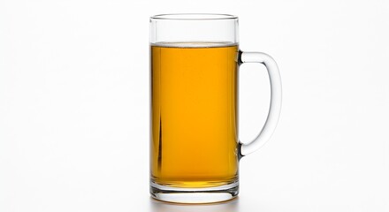 Refreshing glass of golden beer, perfect for summer celebrations and happy hour promotions, showcasing a crisp and inviting beverage on a clean white backdrop
