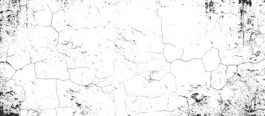 Vector Black and white cracked wall, old wall, grunge wall paint effect, grungy transparent texture background. Vector grunge cracked texture style with cracked texture.
