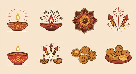 Celebrate the Festival of Lights with vibrant Diwali designs featuring diyas, rangoli, sweets and firecrackers for a joyous and festive occasion
