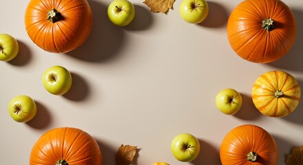 Celebrate Autumn with Stunning Pumpkins and Fresh Green Apples Arranged Creatively Perfect for Thanksgiving or Fall Harvest Promotions