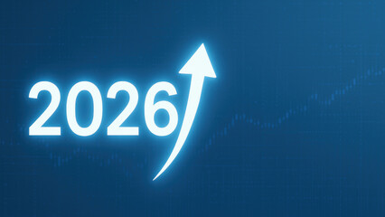 Business growth 2026 target goal achievement upward arrow symbolizing success and financial progress in year 2026 with optimistic tone