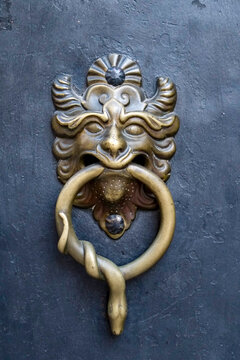 Salzburg, Austria, Europe.Old black metal door 1700's