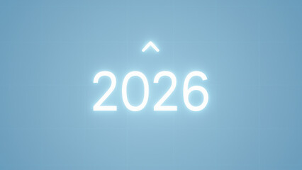 Business growth 2026 target goal achievement glowing numbers on blue background optimistic futuristic design inspiring success