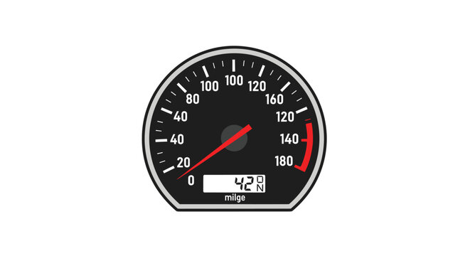 Black Speedometer with Red Needle and Digital Display.