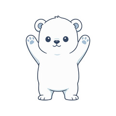 A cute baby polar bear cub standing with arms up waving cartoon vector
