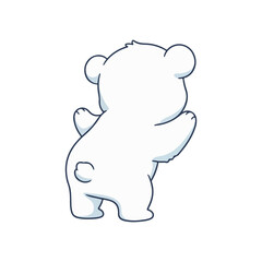 A cute baby polar bear cub from behind waving goodbye cartoon vector