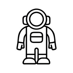 Simple line drawing of a cartoon astronaut in a spacesuit ready for space exploration
