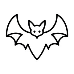 Simple outline drawing of a bat with open wings and pointed ears