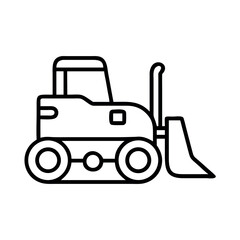Simple outline icon of a wheeled construction loader with a front bucket
