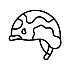 Simple hand drawn camouflaged military helmet icon with strap detail