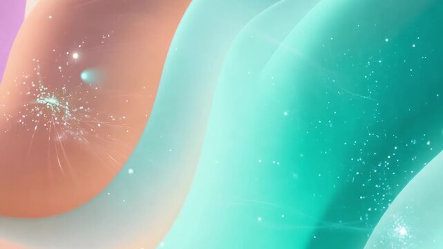 Abstract fluid mesh background dynamic gradient colors, soft triangular vector shapes morphing pastel palette pink, teal, sky blue, blurred edges, futuristic minimal business cinematic motion graphics