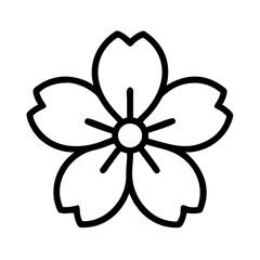 Simple outline of a five petaled cherry blossom flower icon