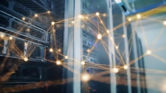 Server Room Data Center with Plexus Connection Overlay - Powered by Adobe