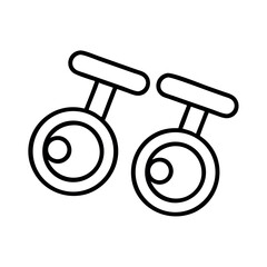 Simple line art illustration of elegant circular cufflinks with a swirl design