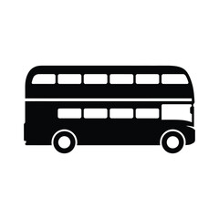 Black silhouette of a double decker bus