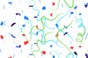 Colorful confetti and streamers isolated on transparent background for celebration