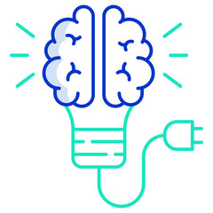 Fototapeta premium digital brain outline color icon design