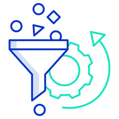 data mining filter outline color icon design