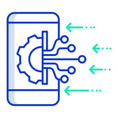 mobile settings outline color icon design