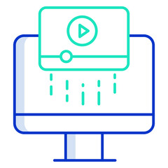 video streaming outline color icon design