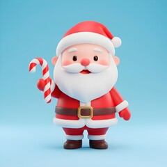 Fototapeta premium Cute Santa Claus 3D Render Illustration for Merry Christmas Design Composition