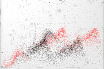 Abstract grunge texture with red and black dots isolated on transparent background