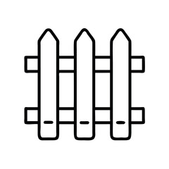 Simple outline illustration of a wooden picket fence with pointed tops