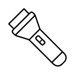 Simple outline drawing of a classic handheld flashlight with a switch