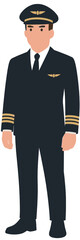 Airline Pilot in Professional Uniform Vector Illustration