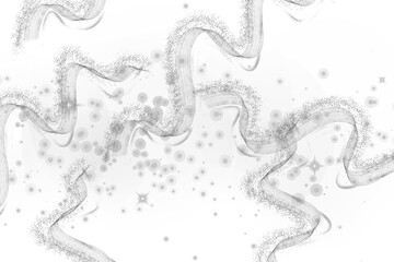 Elegant silver glitter wave isolated on transparent background for festive design