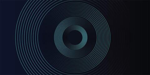 Blue abstract background with glowing circles. Swirl circular lines pattern. Geometric spiral. Twirl element. Modern graphic design. Futuristic technology concept.