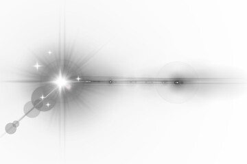 Lens flare effect isolated on transparent background for overlay design element