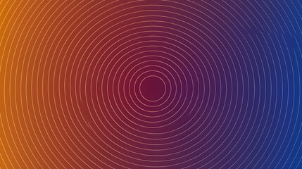 Abstract vector background with hypnotic concentric circles and a vibrant orange to blue color gradient