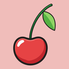 Flat cherry fruit vector illustration with modern style vector illustration
