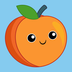 Fresh peach fruit vector illustration minimal flat style vector illustration