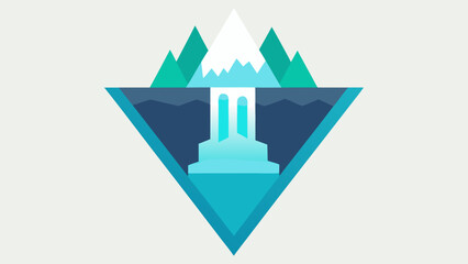 Geometric Waterfall Mountain Landscape Icon nature