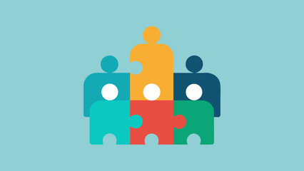 Teamwork Puzzle People Icon connection unity