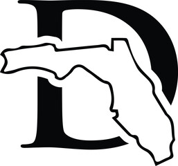 letter d with Florida outline icon