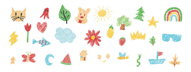 Kids doodle drawing. Vector EPS 10