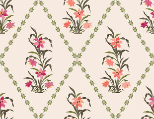 Vector Hand drawn colourful geometric flowers Motifs African boho paisley, seamless patterns with floral for fabric Ethnic Indian Pattern, textiles, clothing, wrapping paper, backdrop, banner.
