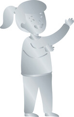 Silver Girl Waving with Ponytail